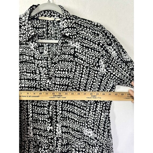 Sunny Leigh Tegan Dot Hilo Top Women’s 1X Black White Pleated 3/4 Sleeve Button - Picture 9 of 11